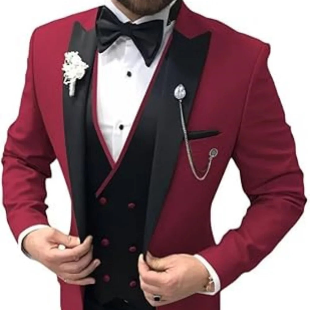 Elegant Suits For Men Wedding 3 Pieces Jackets Vest Pants Blazers Outfit Groom's Classic Full 2025 Formal Costume