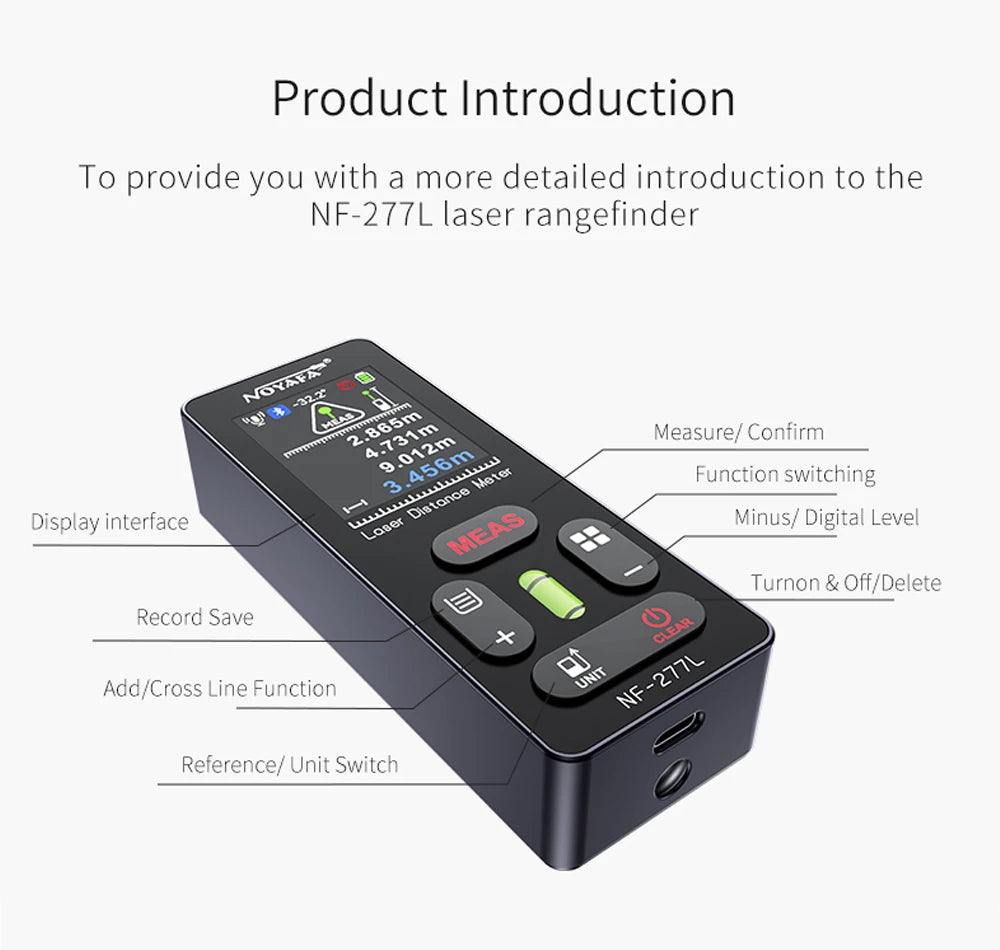 NOYAFA Green Light Laser Rangefinder High Accuracy Laser Distance Meter 60/100M Professional Laser Meter with Laser Crosshair