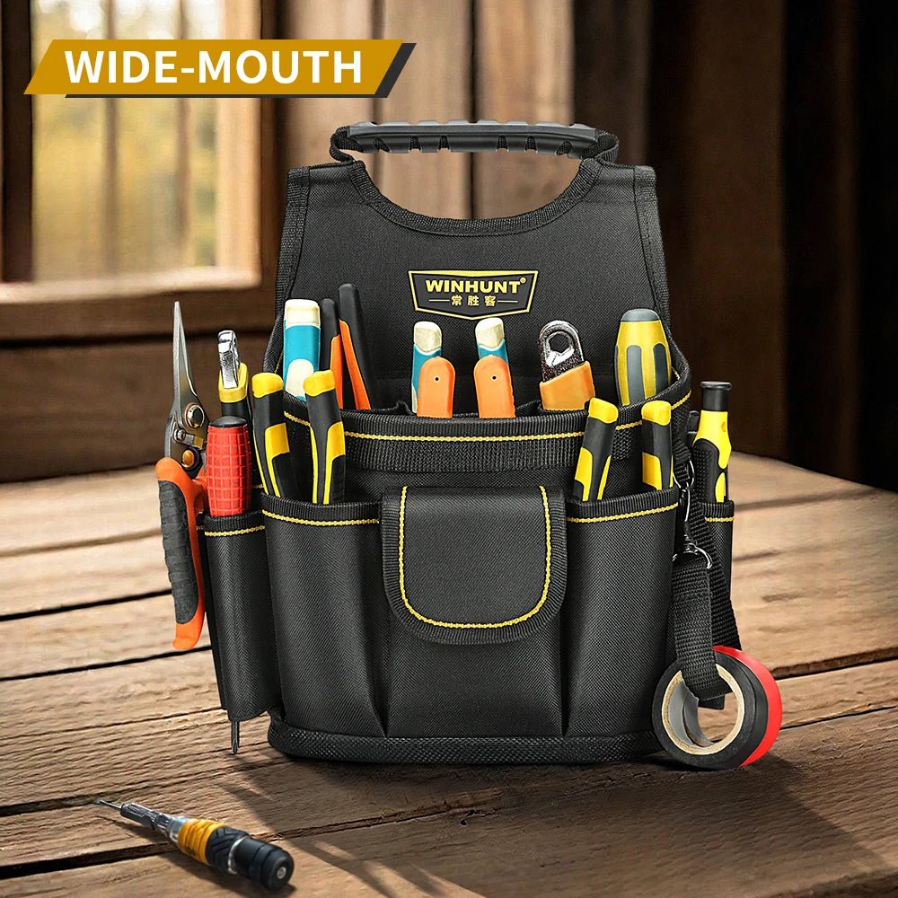 Electrician Tool Pouch, Designed for Professional Electricians and Maintenance Repair Technicians,Black