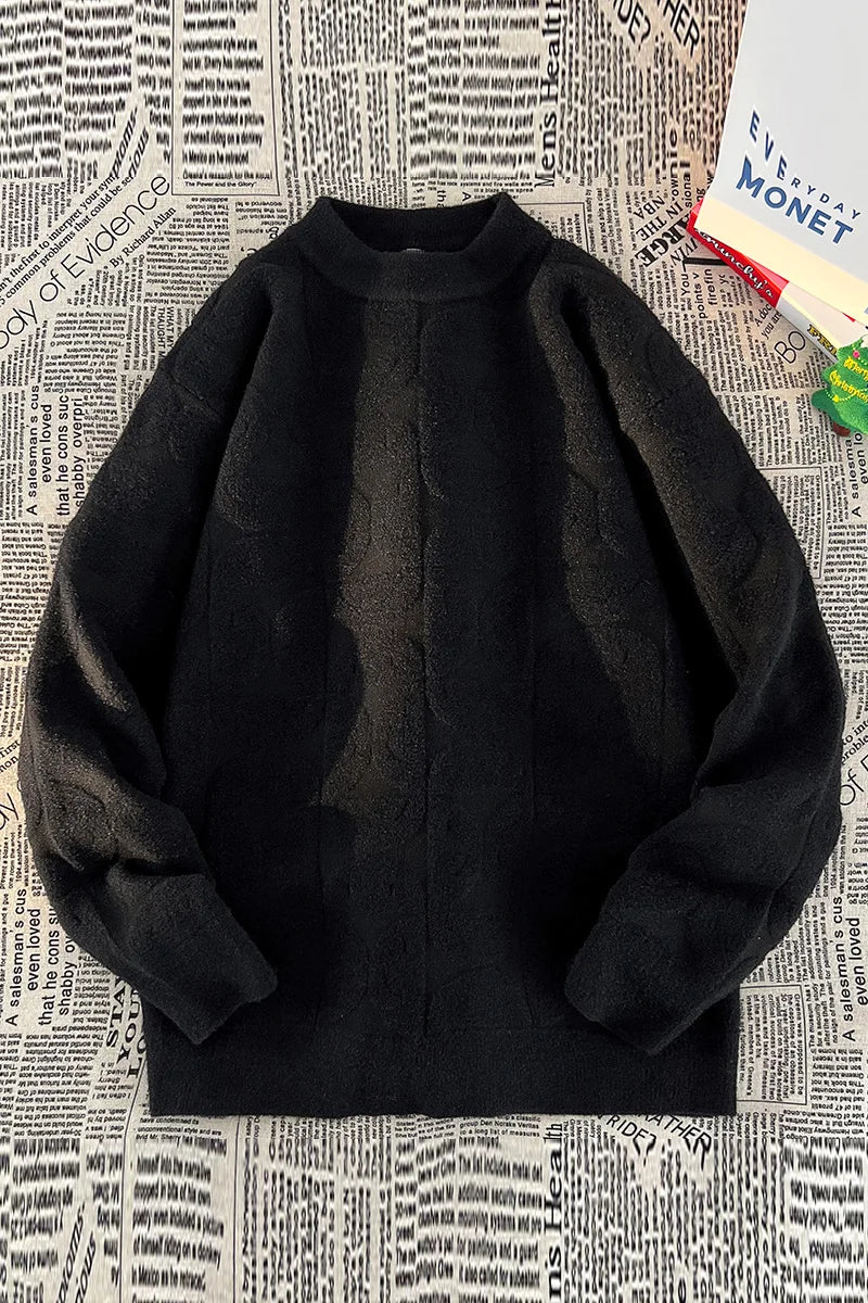 Wool Solid Sweater Long Sleeve Round Neck Fashion Knitted Pullover Coat Autumn Sweatshirt Warm Casual Men Thick New Jacket Tops