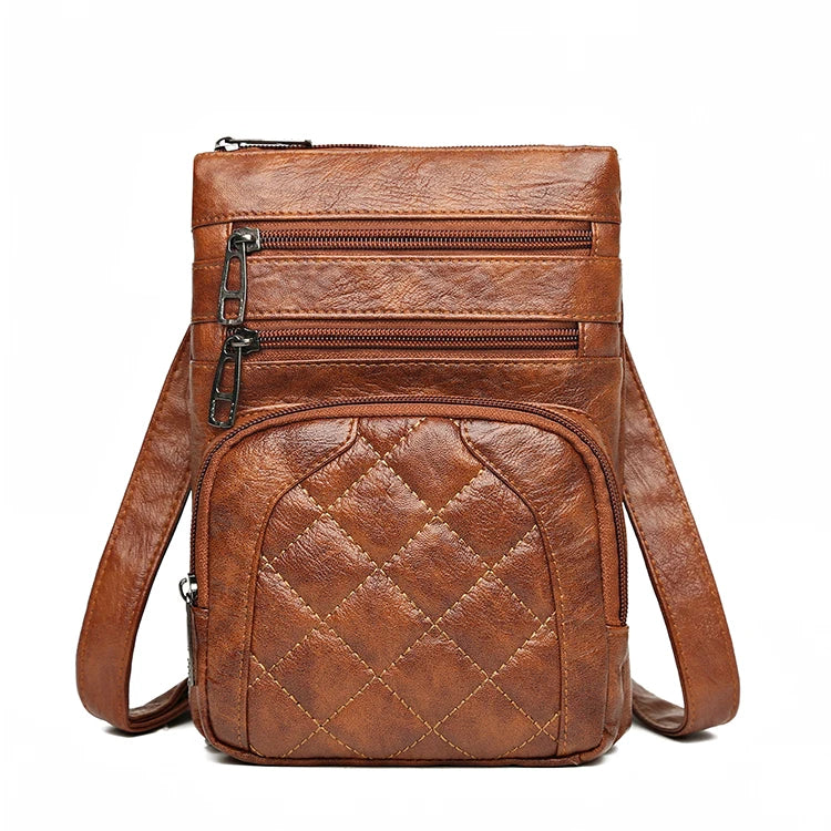 Ladies' soft leather shoulder bag, mobile phone bag, layered bag, mailman, one shoulder luxury designer, ladies' handbag, wallet