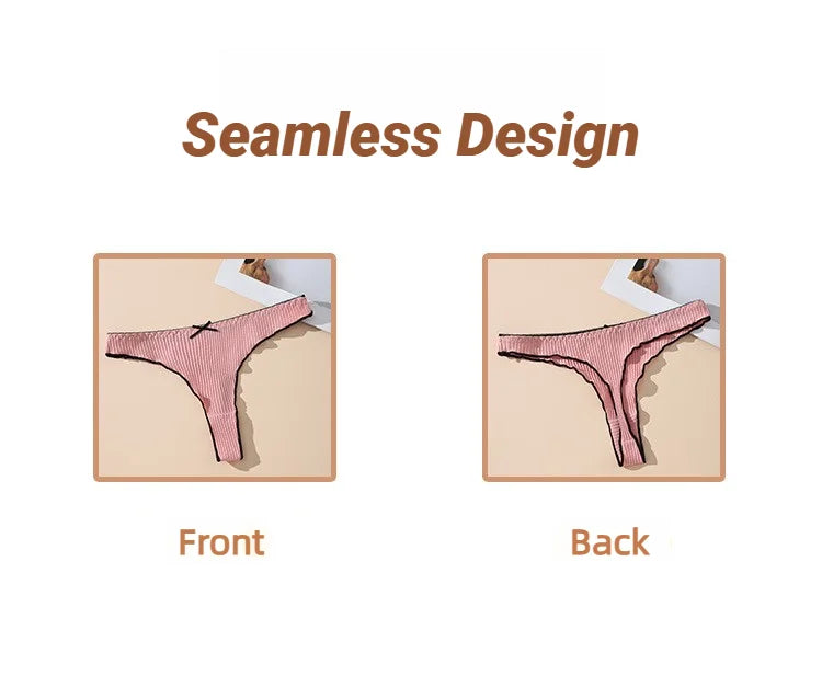 3Pcs Women's Thong Low-rise Panties Solid Color Lingerie Sexy Thongs Fashion Casual Underwear Comfort Fit Women's Tangas