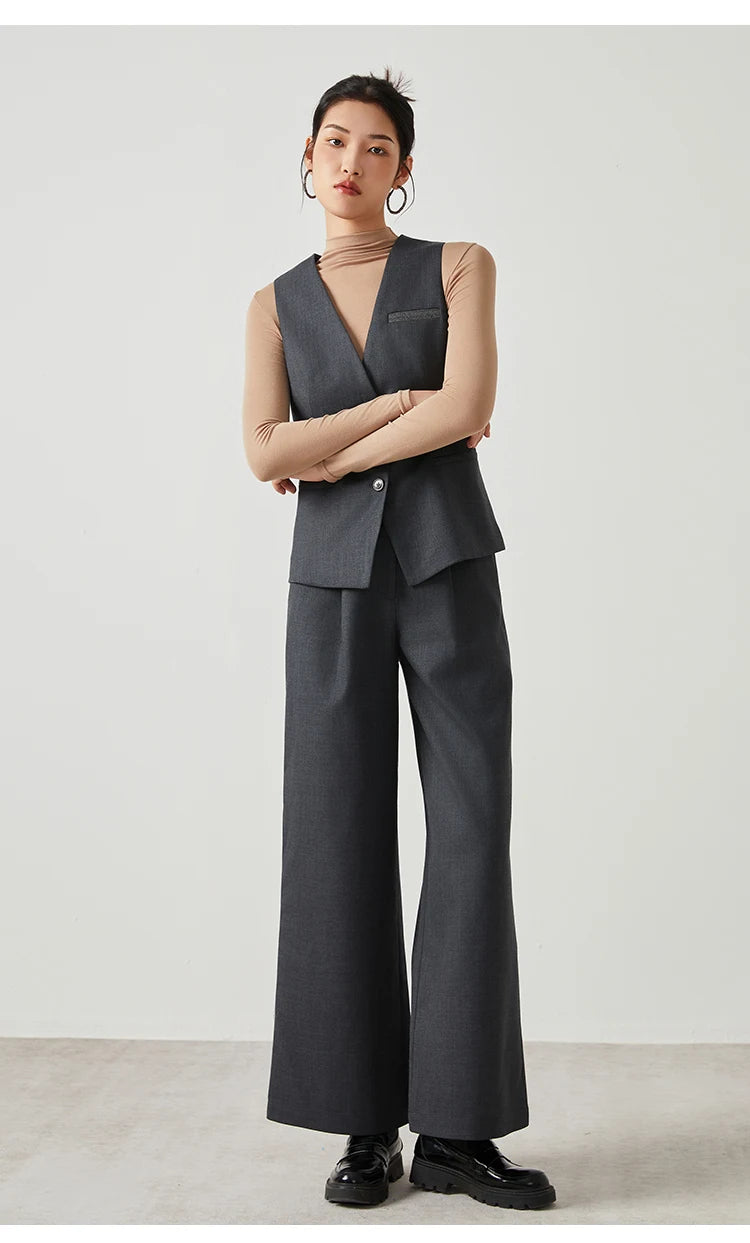 K2548W Luxury women's autumn suits vest wool office business wear formal Laidies woolen clothes