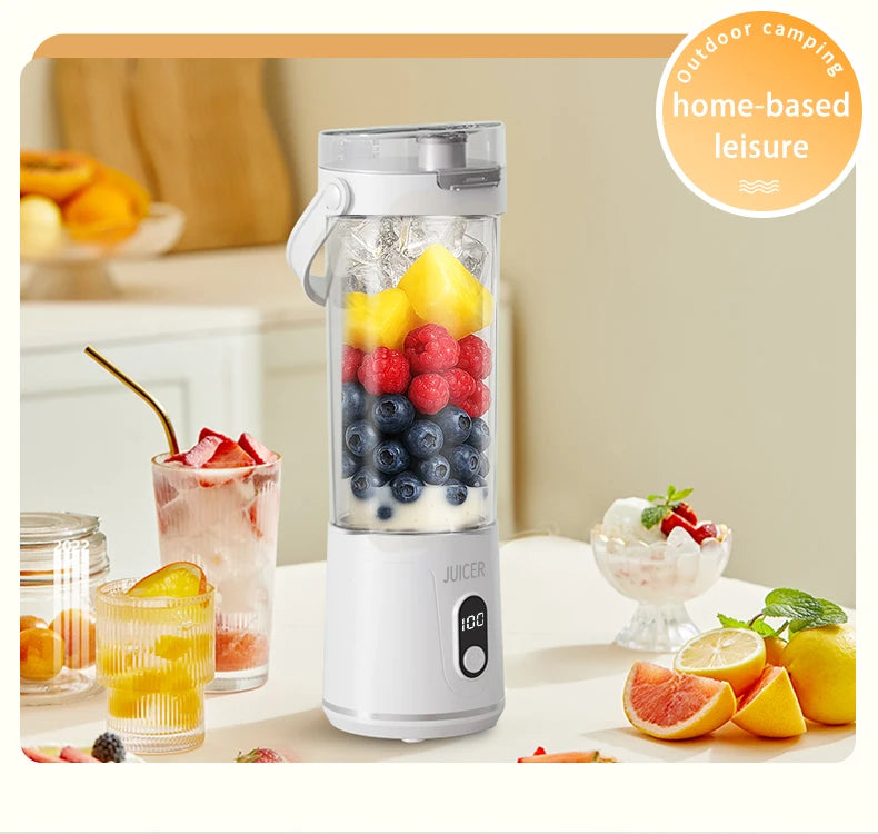 12Blades Portable Blender 2Cups for Travel Portable Electric Juicer Mixer Usb Charge Fresh Fruit Juice Personal Blender Smoothie