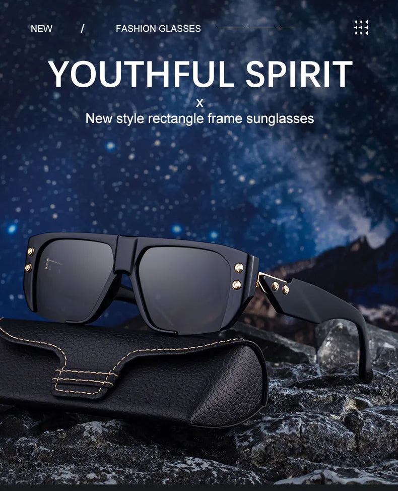 Polarized Oversized Square Sunglasses Men 2025 Luxury Brand Retro Steampunk Outdoor Sun Glasses Trendy Shield Shades UV400