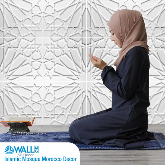 Islamic Mosque Morocco Decor Wall Art Painting Golden 3D Wall Stickers Muslim 3D Wall Panel Bohemia Arab Modern Home Room Decor