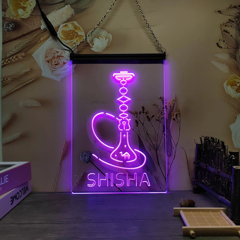 Hookah Shisha Shop Home Room Man Cave Decoration-3D Carving LED Neon Sign Home Decor Wall Wedding Creative Bedroom Desk