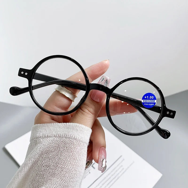 Trendy Round Small-Frame Reading Glasses for Men and Women, Middle-Aged and Elderly People, for Reading Books and Newspapers