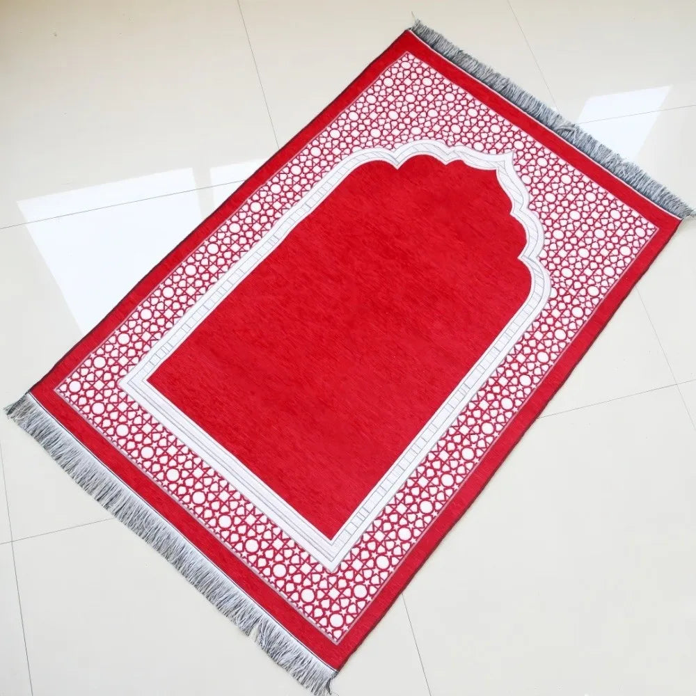 Islamic Gifts 70x110cm Muslim Prayer Rug Non-slip Foldable Prayer Mat Set Rectangle with Prayer Beads Janamaz Sajadah Travel