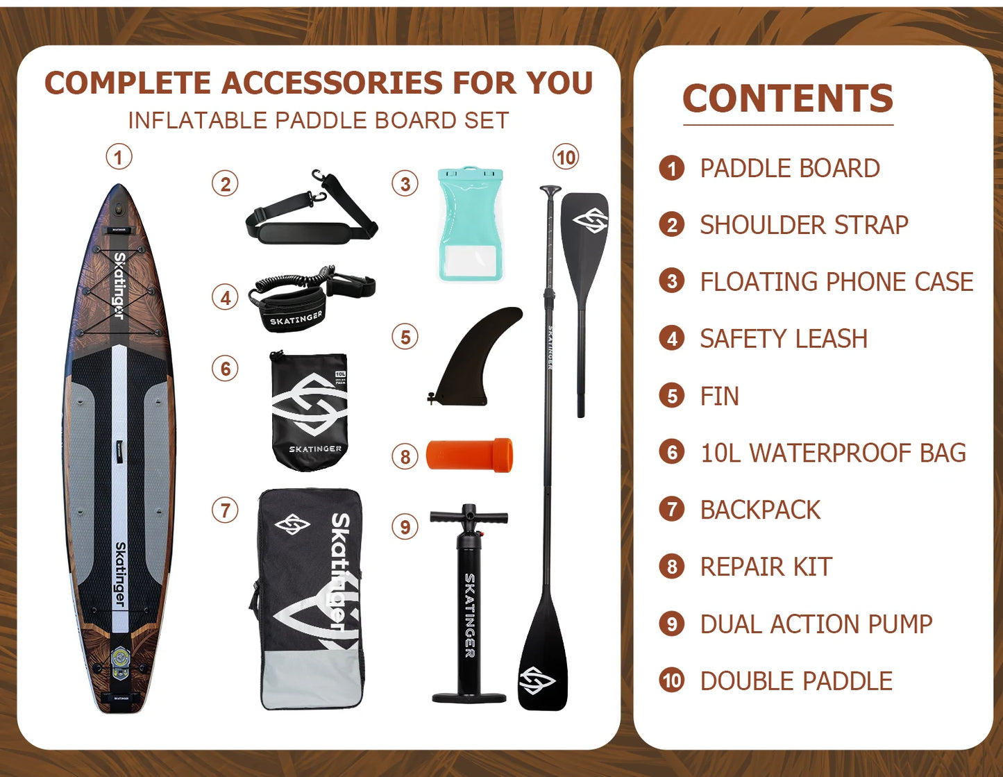 SKATINGER 12'6''x34''x6'' Inflatable Paddle Board for Adults Waterproof Standing Style SUP Board with Accessories for Aquatic