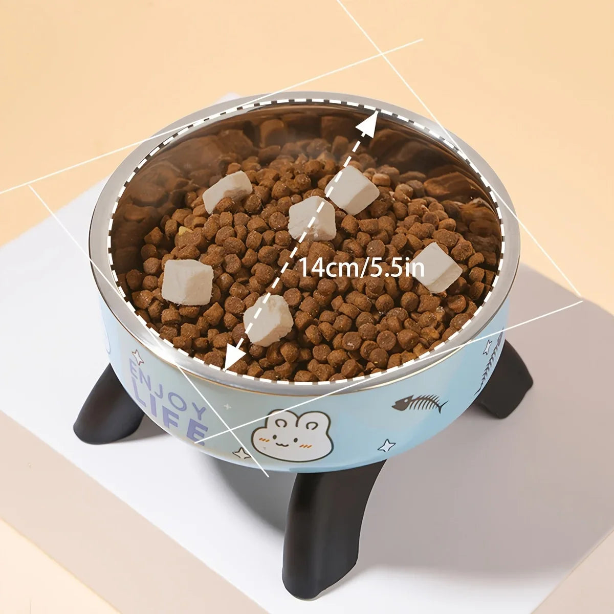 Stainless Steel Pet Bowl – Anti-Tip Elevated Design with Non-Slip Silicone Base & Chew-Proof Edge for Small Cats/Dogs Feeding