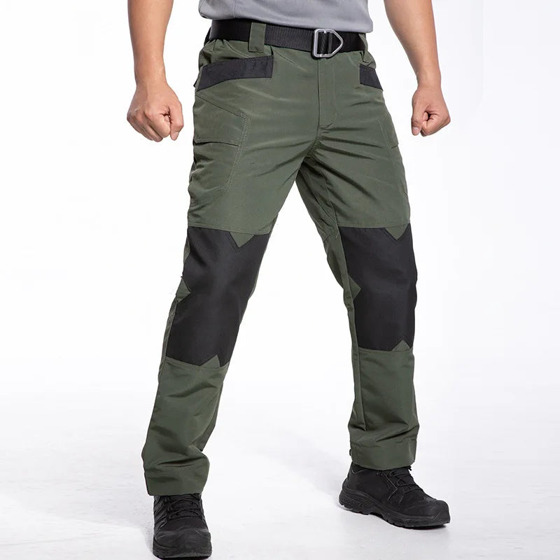 Men's Spring Autumn Tactical Pants Outdoor Work Cargo Trousers for Hiking Camping Climbing Hunting Waterproof with Multi-Pockets