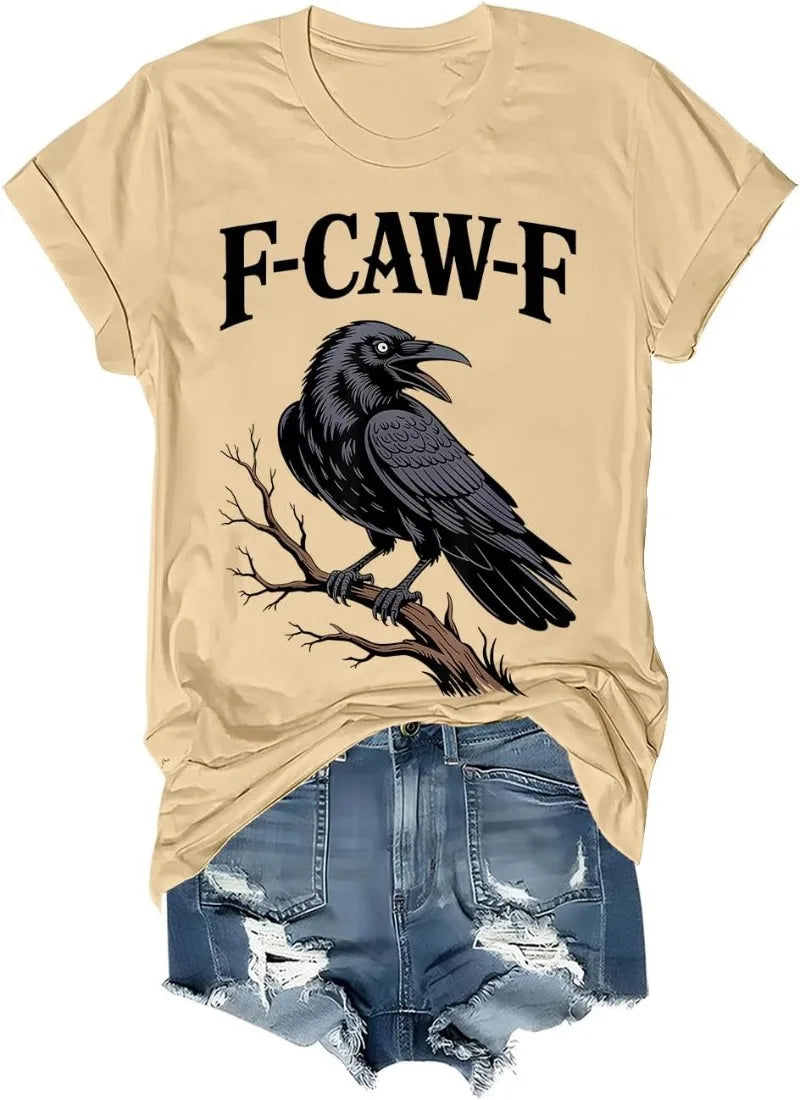 F Caw F T Shirt Women Men Fcawf Crow Graphic Tee F-Caw-F Crow Shirt Graphic T Shirts Women Clothes