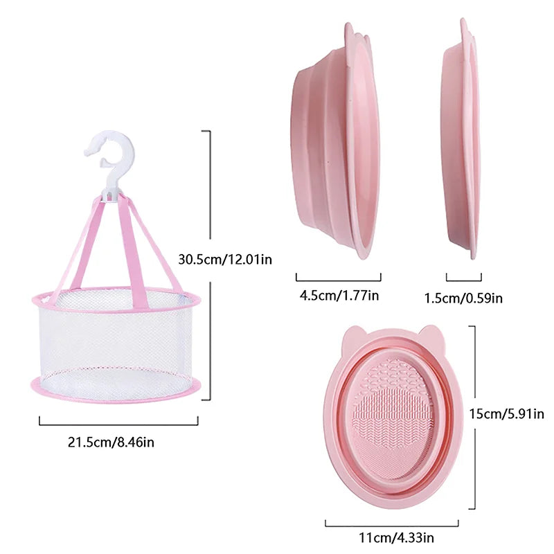 Makeup Brush Cleaning Set Silicone Foldable Beauty Blender Cleaner Tool Kit with Sponge Wash Agent for Cosmetic Brushes And Pad