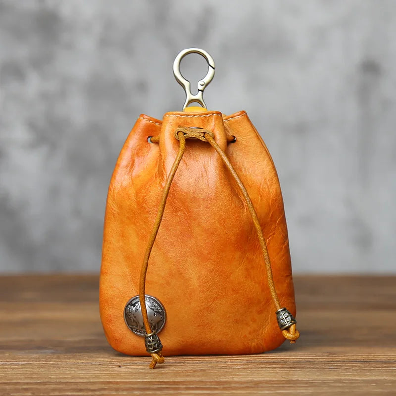Genuine Leather Key Bag  First-layer Cowhide Coin Purse Simple Waist Bag Creative Lucky Bag Card Bag