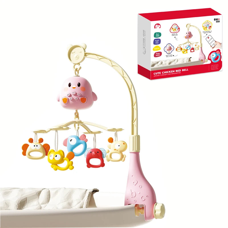 Baby Crib Bell Toys Musical Baby Crib Mobile with Lights Projection for 0-12Months Infants Crib Toys Bed Bell Toy Newborn Gifts