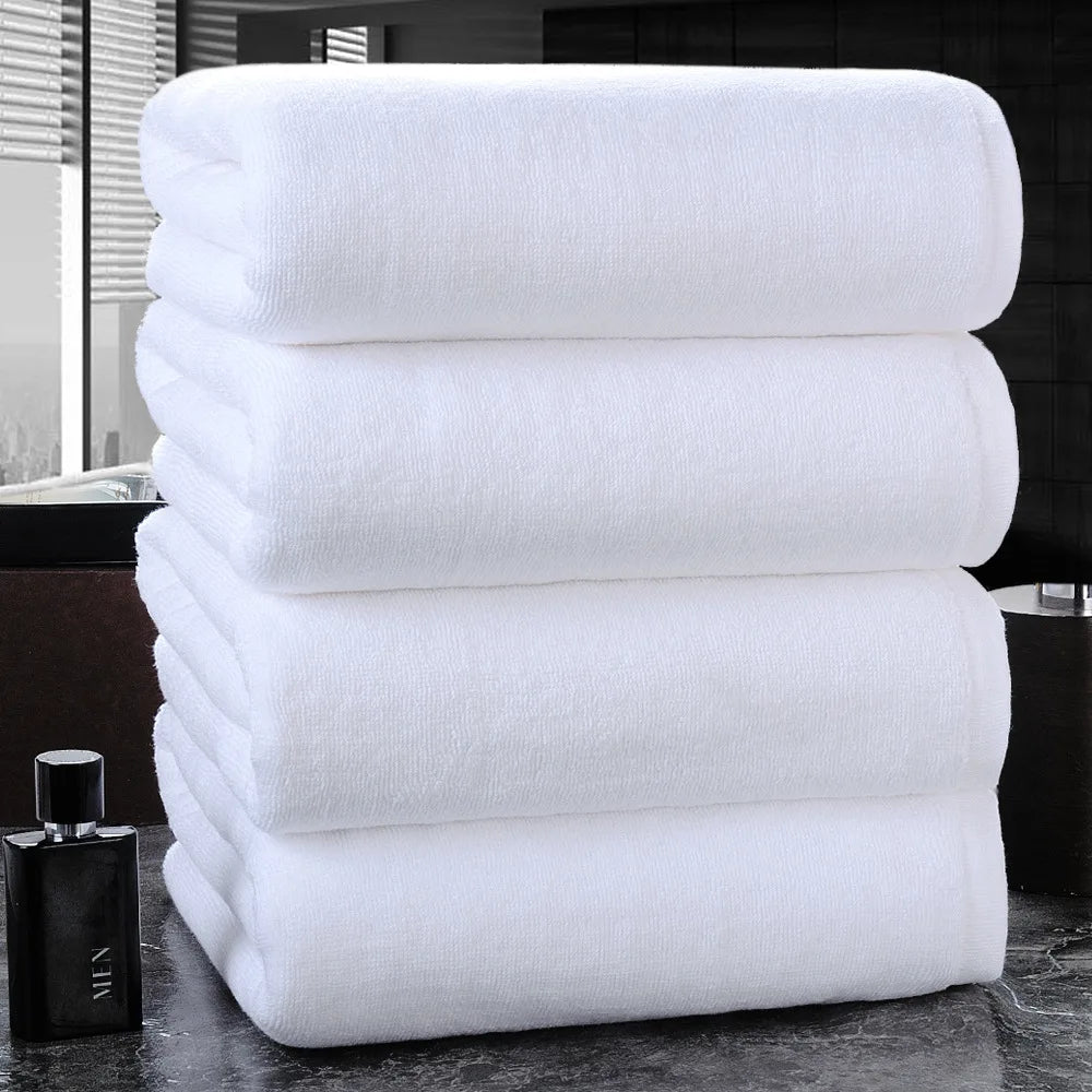 Large Thick Cotton Bath Towel, White Shower Towels, Home Bathroom, Homestay Hotel Adults, 70x180cm