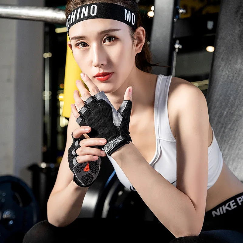 Fingerless Gym Gloves for Men Women Breathable Anti Slip Fitness Training Gloves for Bodybuilding Cycling Sports