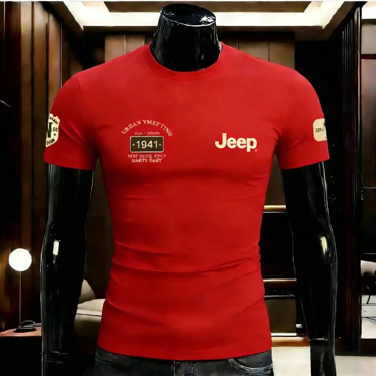 2026 Jeep High-quality Summer Round-neck Pure Cotton T-shirt, Breathable Men's Outdoor Casual Printed All-match Short-sleeved To