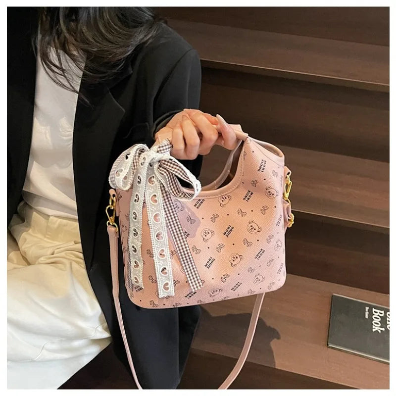 Popular bags for women, new fashionable French printed armpit tote bag, minimalist handbag, diagonal cross bag