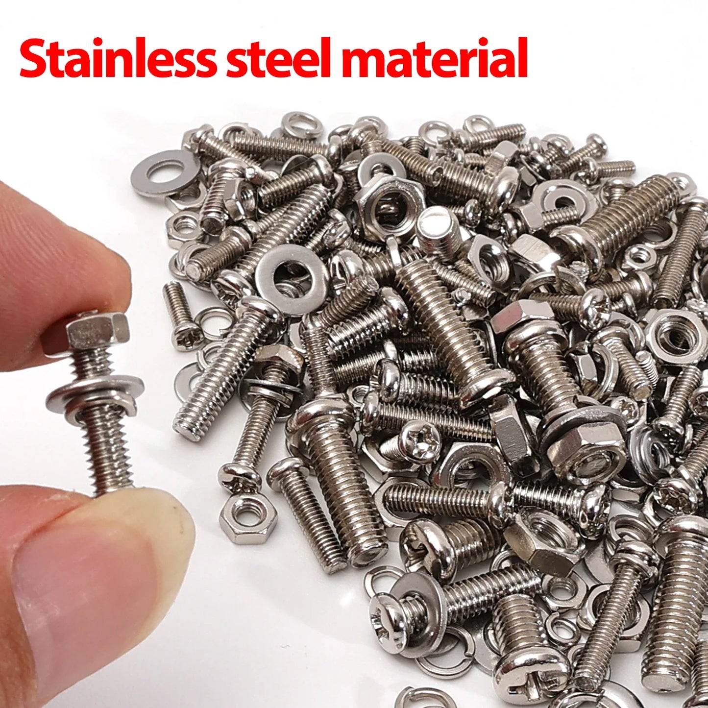 Stainless Steel Screws Nuts Set Cross Slotted Round Flat Washer Bolts Fasteners Nuts And Bolts Hardware Assortment Kits
