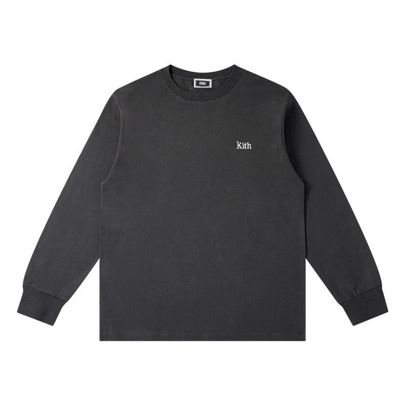 Embroidery Cotton 100% Long-sleeved Men's T Shirt 2025 New Round-collar Solid-color women T-shirt for Male Tshirt Man Tops Tees