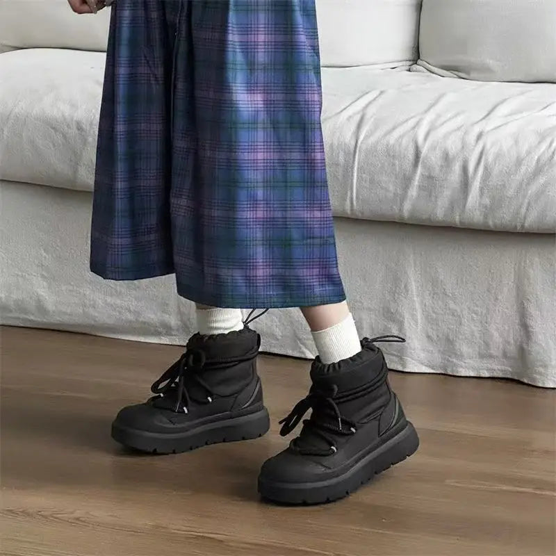 Men's Snow Boots Autumn and Winter Thickened Fashion Casual Bakers Shoes Fur-Lined Thickened Warm Mid-Calf Cotton Shoes