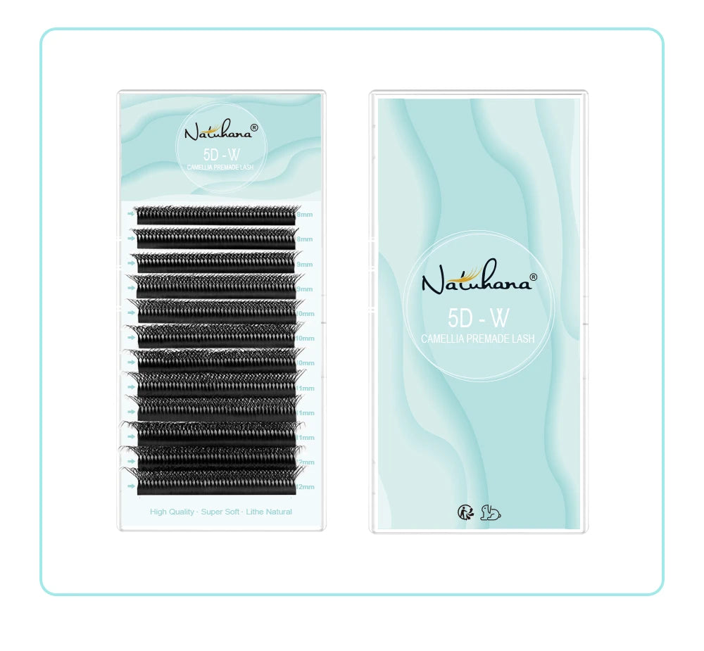 NATUHANA Camellia 3D/4D/5D W-Shape Lashes C/D/L/LU Curl Premade Fan Eyelashes Extension Soft Lightweight Eyelash For Wholesale
