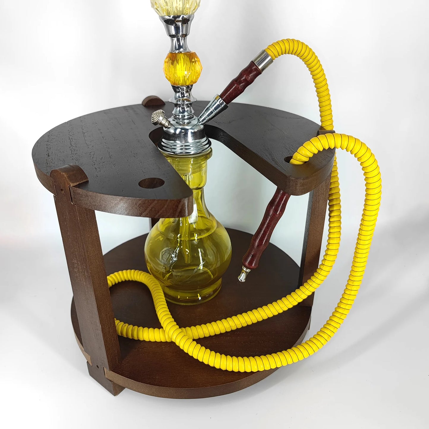 Shisha Stand Portable Wooden Hookah Table Holder Station With Wheels Rolling for Vase protection Hose Clamp Nargile Accessories