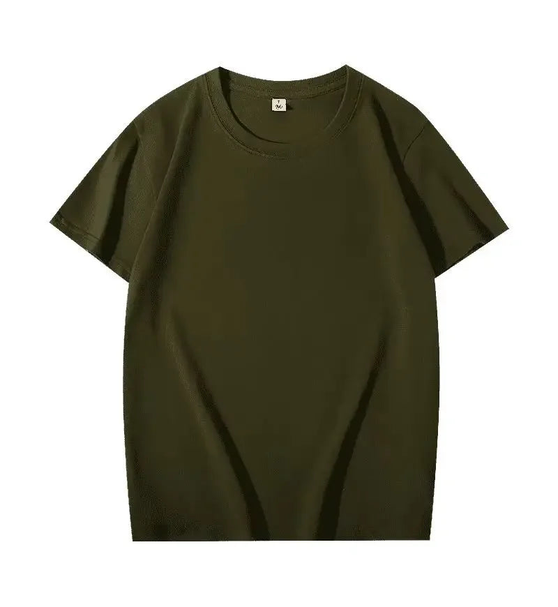 Men Women 100% Cotton  T-shirt Solid Color Trend Leisure Short Sleeve Black White Gray High Quality Heavy Fabric Loose T Shirt