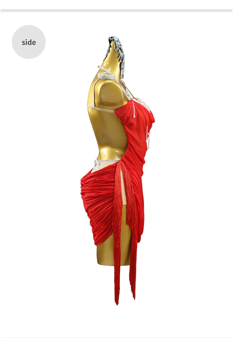 Dress For Dance Girl Costume Women Latin American Clothes Ball Sexy Skirt Line Suit Evening Practice Wear Stage Samba Customized