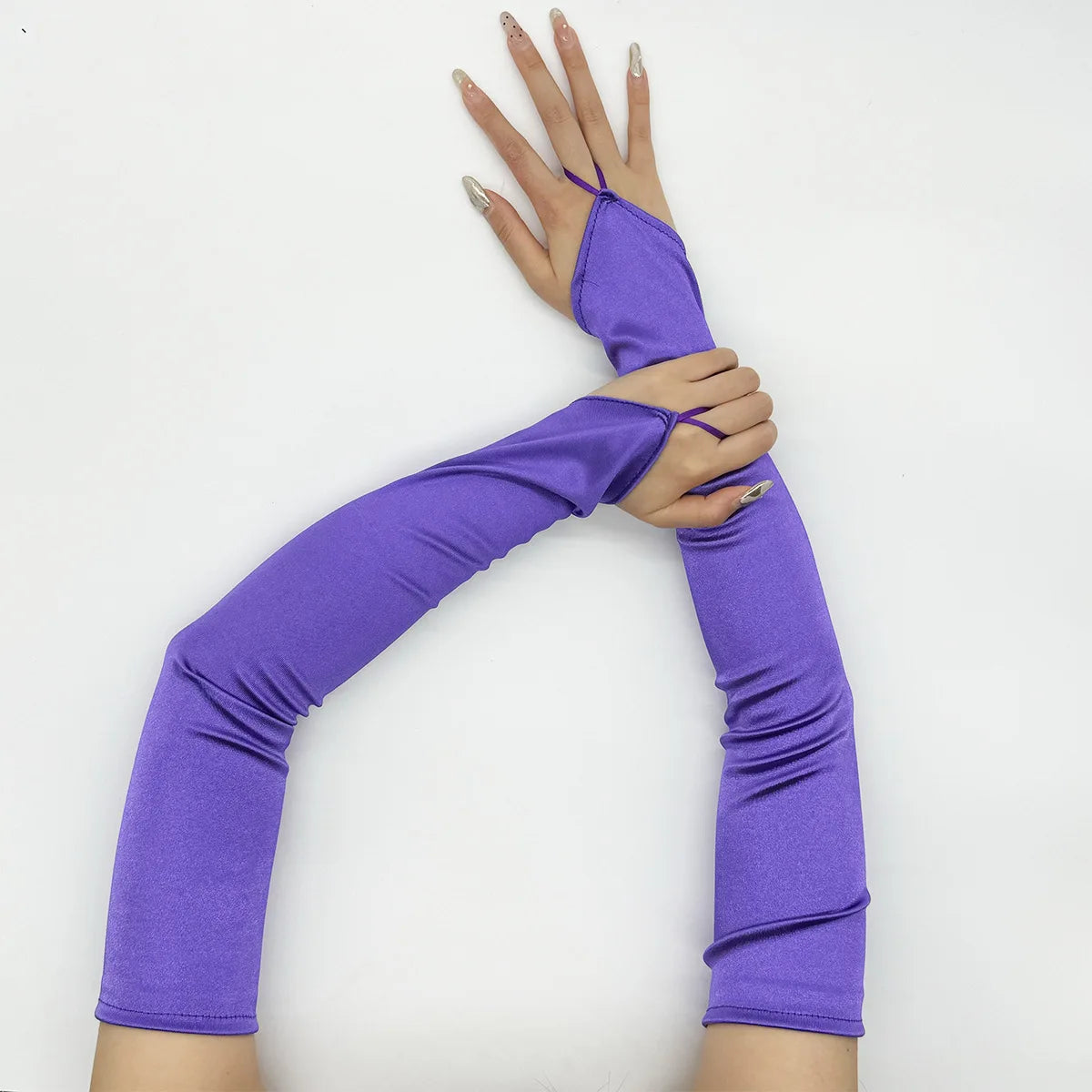 Ladies' Gloves, Long Hook-Finger Tinted Gloves, Ball Gloves, Bride's Wedding Dress Gloves, Sun-Protective Fashion Gloves C101
