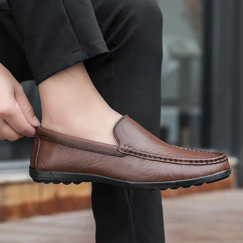 Genuine Leather Men Casual Shoes Luxury Brand Comfortable Man Loafers Italian Moccasins Breathable Slip on Men Driving Shoes