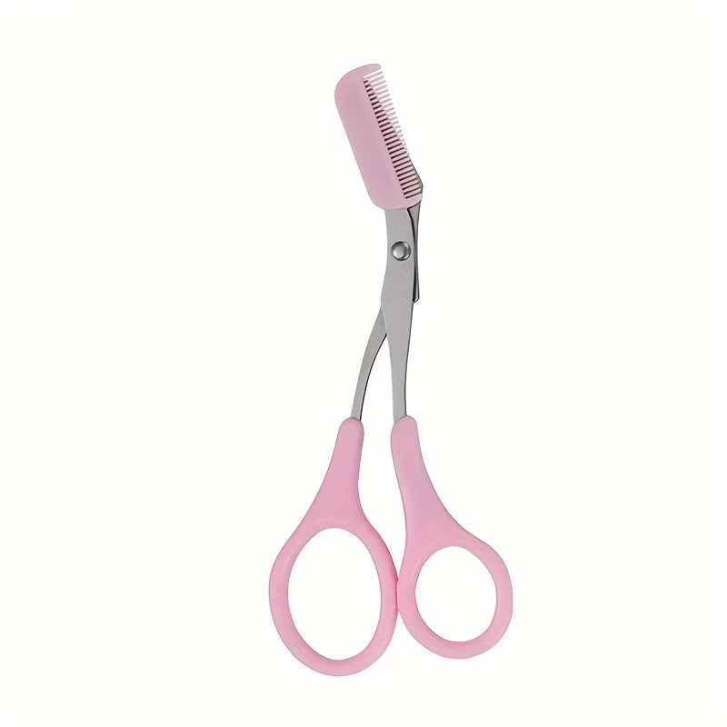 1Pcs/2Pcs/3Pcs Crescent Moon Eyebrow Trimmer Set, Stainless Steel Curved Eyebrow Razor Eyebrow Scissors With Comb