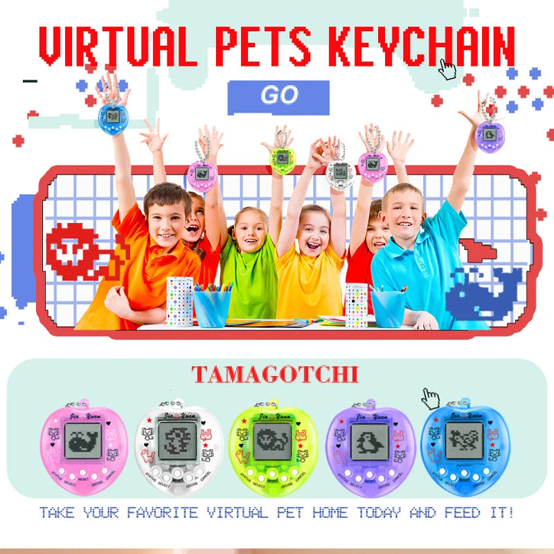 Tamagotchi 1Pcs Children's electronic Pet 168 Pets In 1 Virtual Cyber kid Digital Pet Toy Pixel Funny Gift Play Toy keychain BTJ