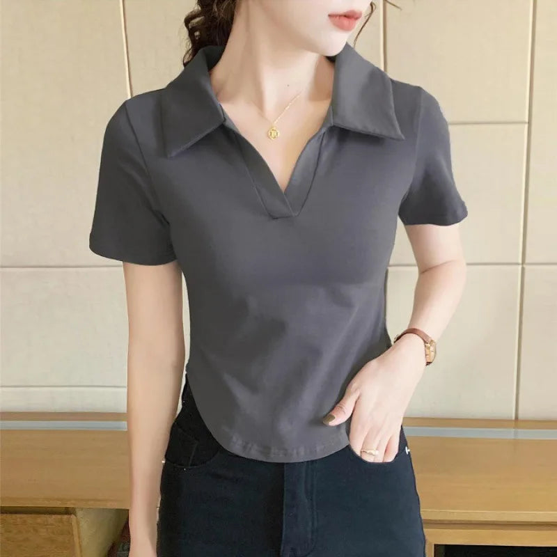 Women's Versatile Top Summer Loose Stylish Cover Fat Slim Short Sleeve