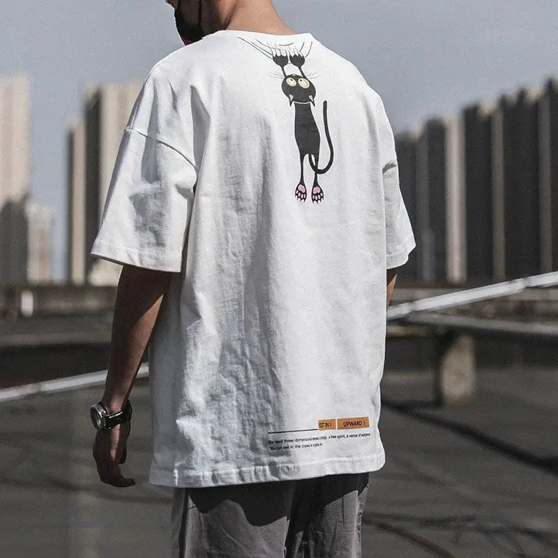 Pure Cotton New Printed T-shirt for Men Short-sleeved Trendy Brand Trendy Half-sleeved Loose Couple T-shirt Original Retro