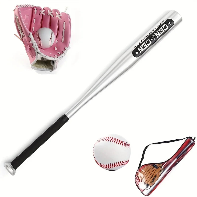 Baseball Balls Set 63.5cm Aluminum Alloy Baseball Bat PVC Baseball Glove Baseball Kit for Beginners Games and Batting Practice