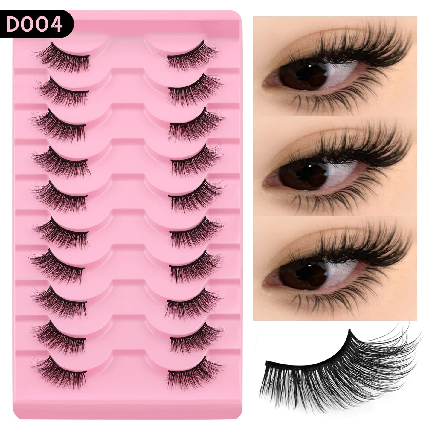 WOSHEER Half Eyelashes Natural Cat Eye Lashes Soft Wispy Faux Mink Lashes Eyelashes Extension Makeup