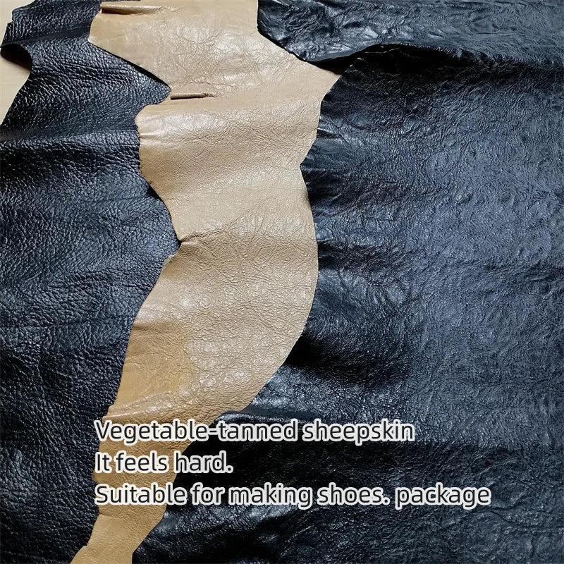 0.7/0.9mm Black Vegetable-Tanned Sheepskin. Top-Grain Leather. Genuine Leather Fabric. DIY Hand For Shoes.Bag. A Whole Sheepskin