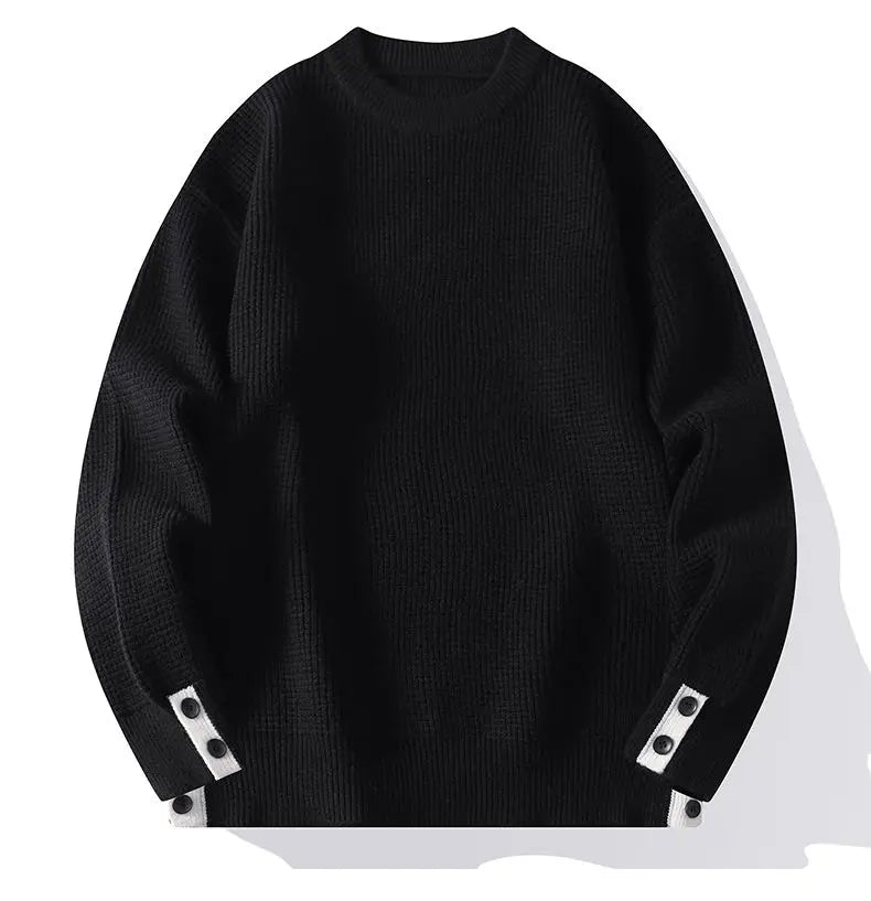 Fashion Blended Sweater 2025 Autumn/Winter Warm Wool Knitted Hoodies Cuff Button Design Casual Tops
