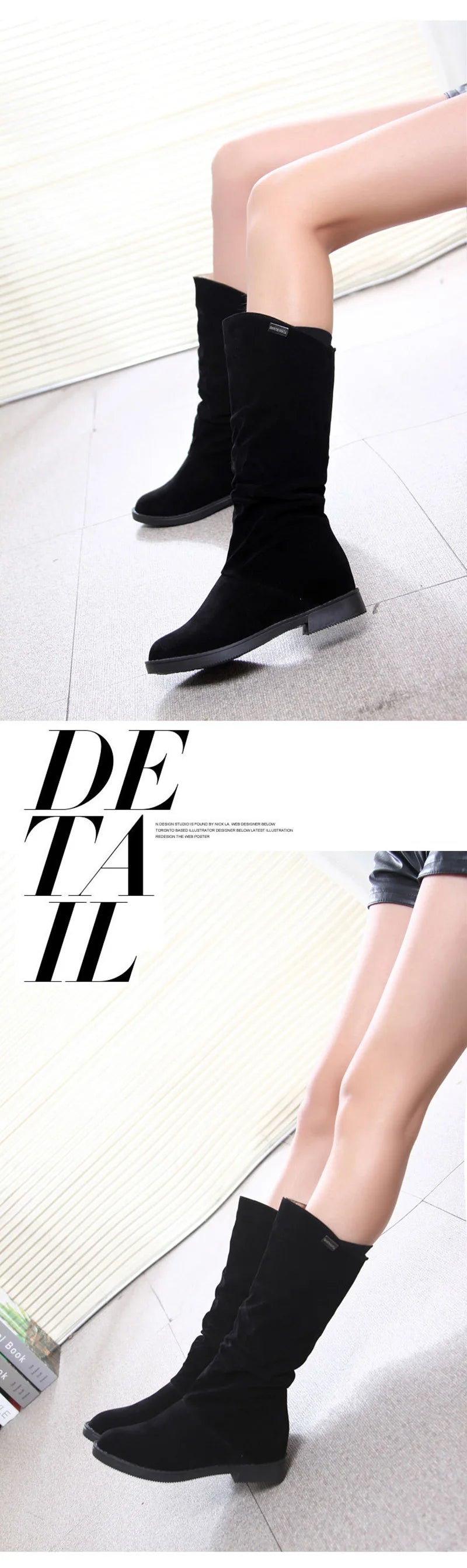 New Winter Shoes Women Snow Boots Flat Non-slip Mid-Calf Boots Soft Brand Ladies Footwear Black Red YX1749