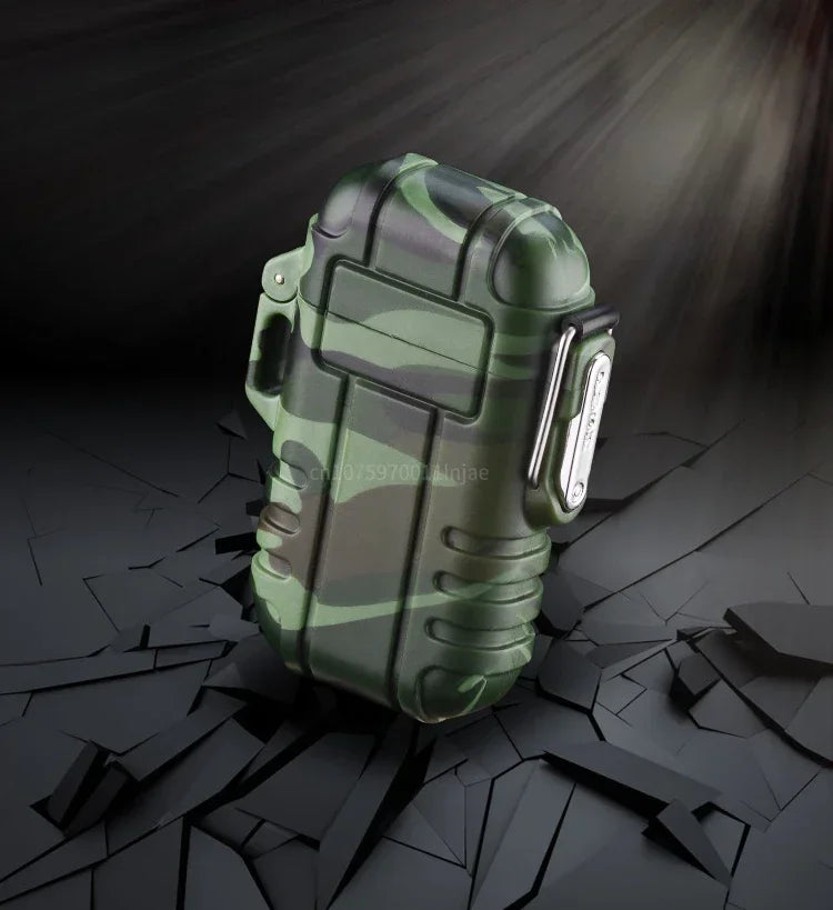 Outdoor Waterproof Lighter with Lanyard Portable Blue Flame Jet Lighter Butane Turbo Cigar Lighter Camping Wading Men's Gadgets
