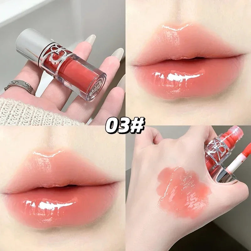 Transparent Moisturizing Lip Gloss Hydrating Drying Lips Mirror Lipstick Makeup Crystal Lip Oil Mirror Lip Glaze Tinted Plumper