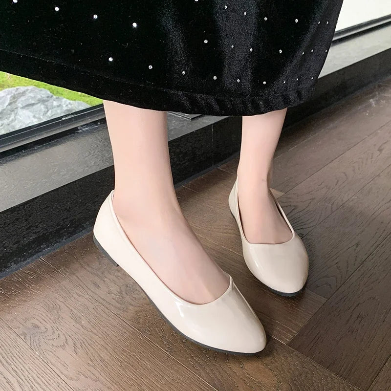 Ladies Formal Flat Shoes Spring Autumn Non-slip Women Black Causal Loafers Uniform Shoes Versatile Women's Ballet Leather Shoes