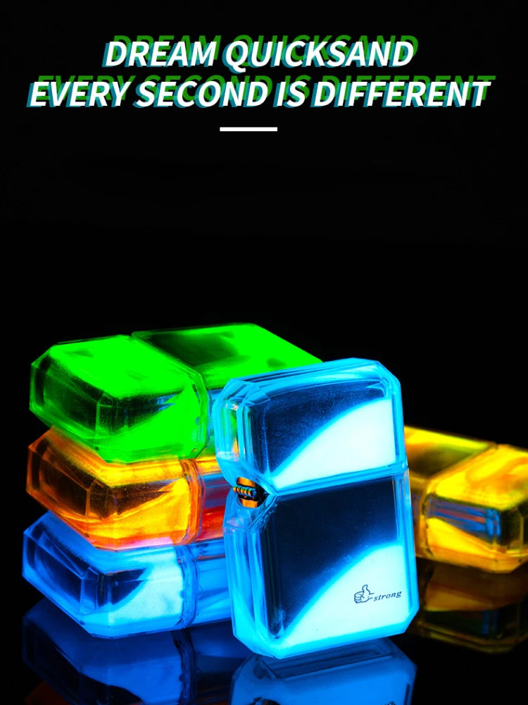 Unusual Quicksand Luminous Kerosene Lighter Inflatable Lighter Windproof Cigarette Lighter Smoking Accessories Men Gift Cool