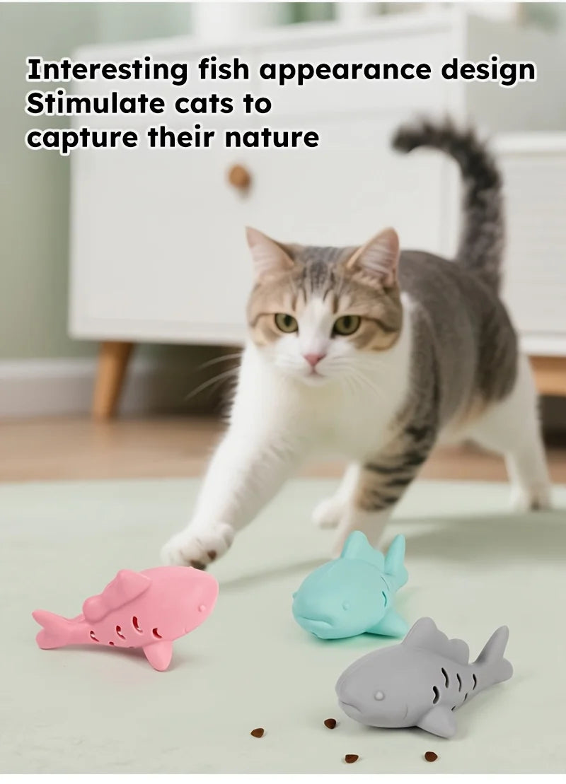Pet's Chew Toy - Silicone Treat Dispenser Teeth Grinding & Mental Enrichment,  Bite-Proof for Small Pets, Vibrant Fish Design