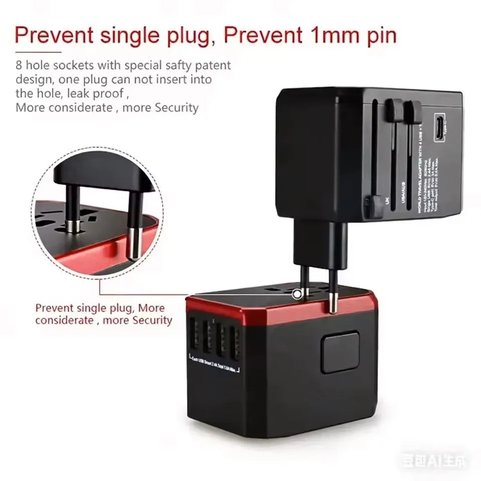 Travel Smart Adapter International Plug Adaptor Wall USB Type C Charger AC Power US EU UK AU for iPhone iPad Android Tablet