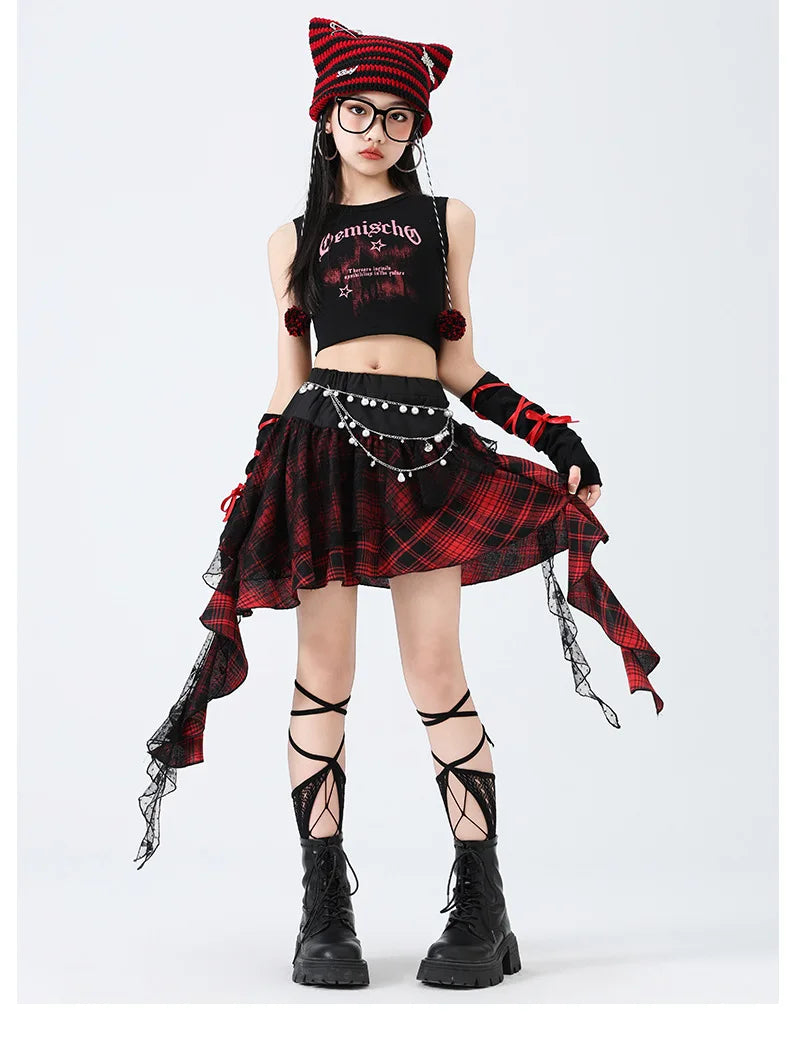 Hip Hop Sweet Girls Crop Top Street Dance Sweat Pants Jazz Girl Group Clothes Sets Kids K-pop Costumes Children Teens Streetwear