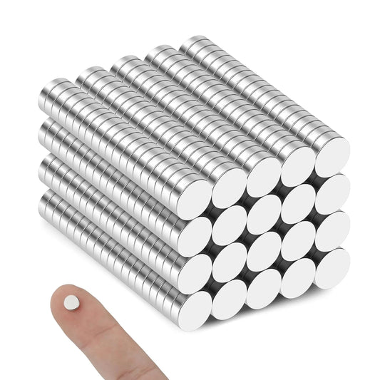 200 Piece 6x2mm Strong Round Magnets for Fridge, DIY, Building, Scientific, Craft, Education